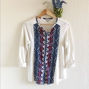 Lucky Brand | Button Front Printed Pattern Top